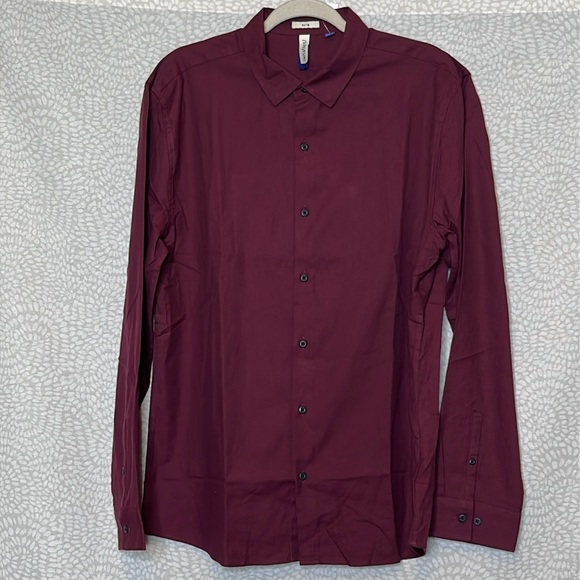 Stitch Fix burgundy maroon button-down long sleeve shirt ARTEFACT slim large - Picture 8 of 8